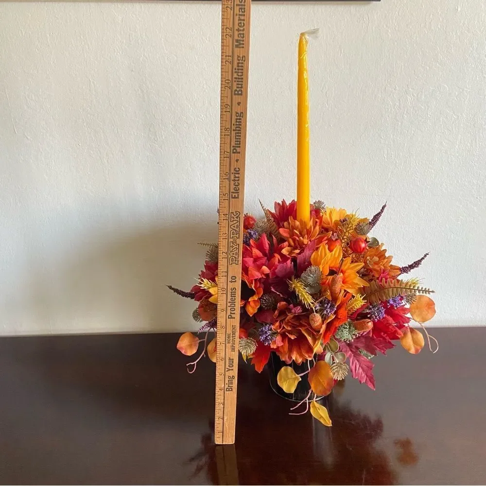 Faux Floral Candle Centerpiece With Sunflowers/Mums